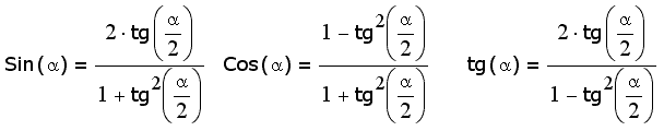 Тригонометрические формулы, связывающие все тригонометрические функции с тангенсом половинного угла